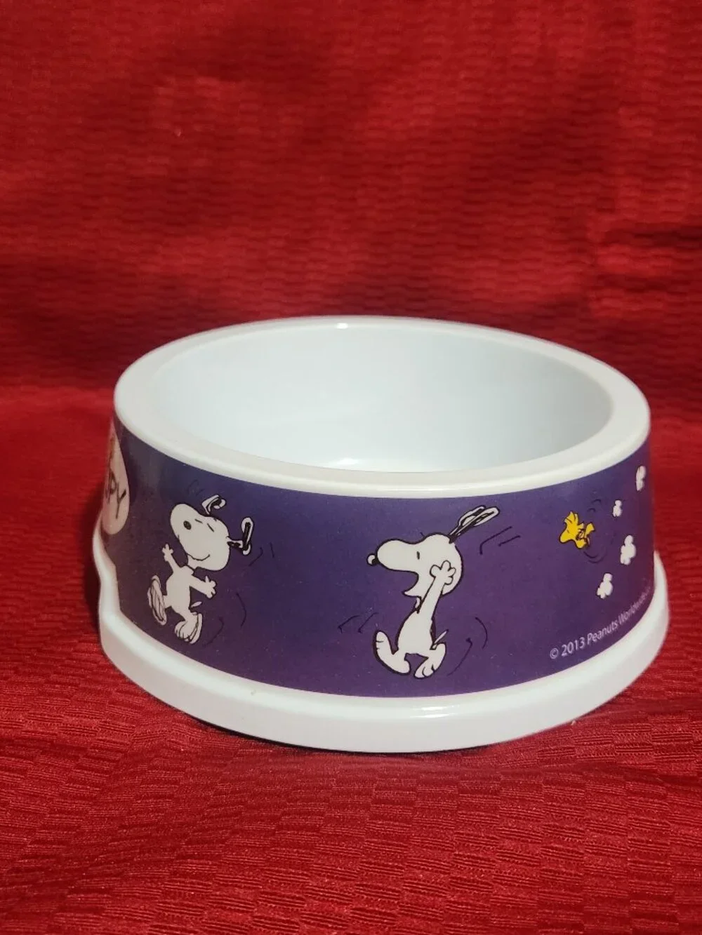 Peanuts Snoopy Dog Bowl Pet Dish 2013 Kore Purple Woodstock New
